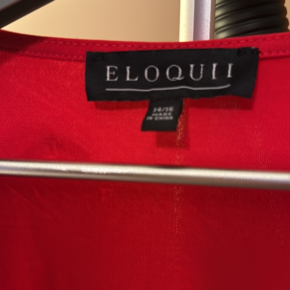 Eloquii Red Dolman Sleeve Tie Front Blouse. Size 14/16. Like new - Picture 3 of 4